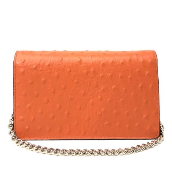 Kate Spade ♠️ NWT Orange Ostrich Crossbody Bag - Picture 3 of 4